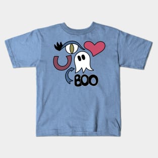 Cute Eye Love You Boo Cartoon Text Art Kids T-Shirt